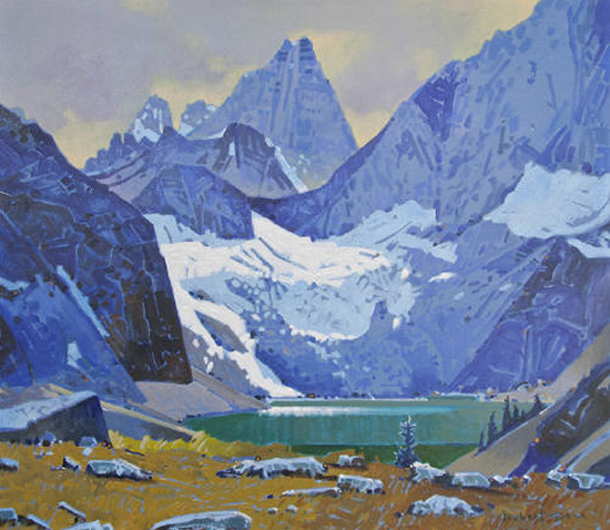 painting of he Bugaboo Mountains and Lake, by Robert Genn